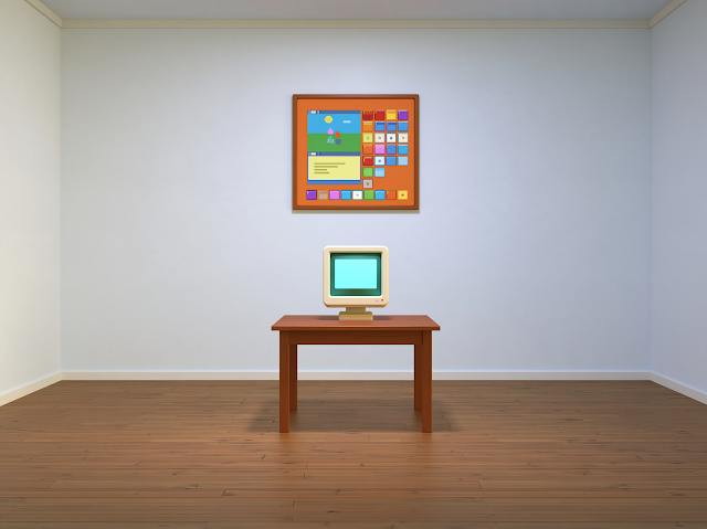 Minimalist 3D Office Space with Desktop Computer
