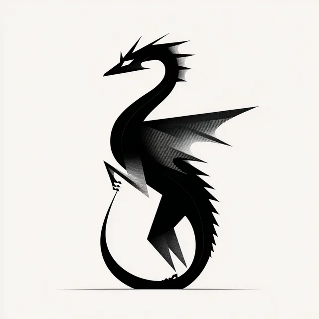 Minimalist Black and White Dragon Vector Art