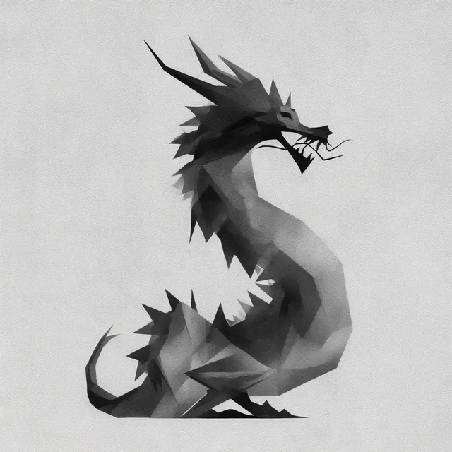 Minimalist Black and White Dragon Vector Art