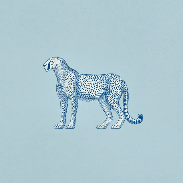 Minimalist Blue Cheetah Illustration