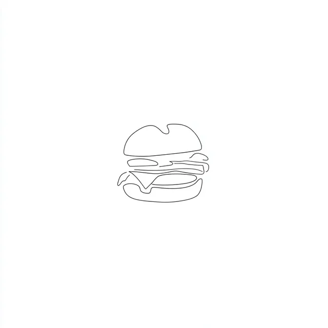 Minimalist Cheeseburger Line Art