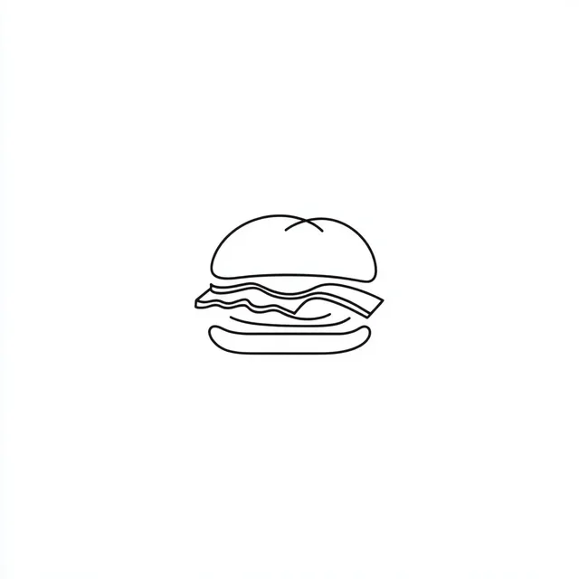 Minimalist Cheeseburger Line Drawing