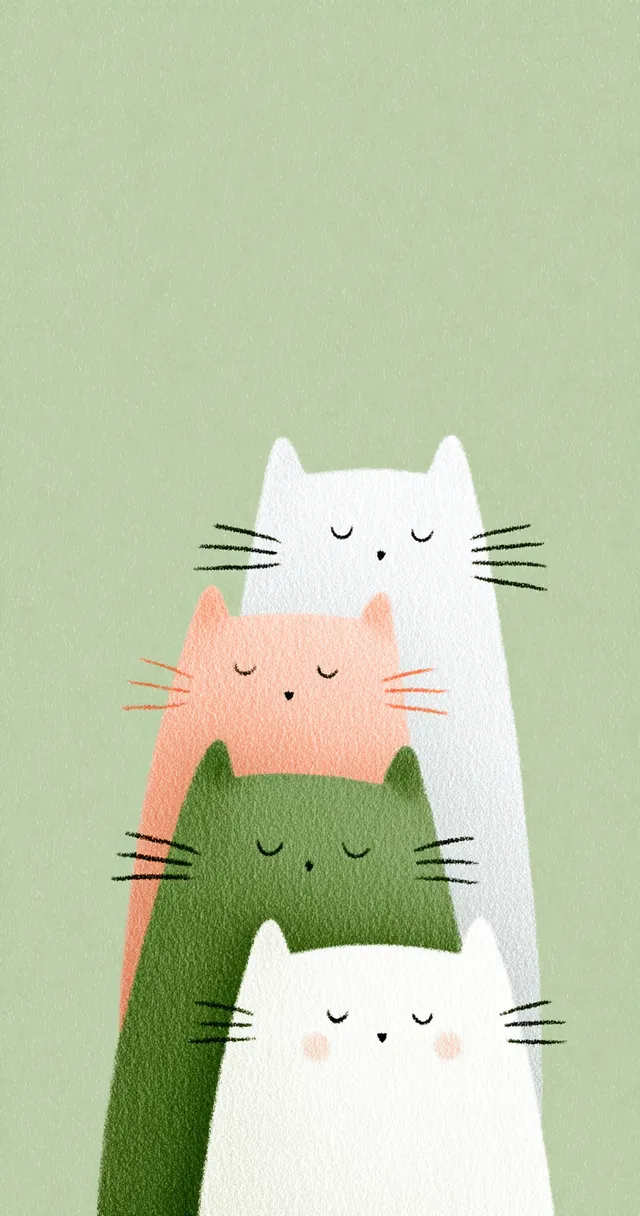 Minimalist Cute Cats Illustration