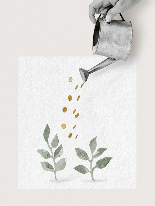 Minimalist Financial Growth Concept: Coin-Pouring Illustration