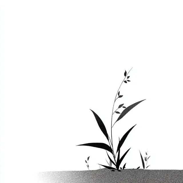 Minimalist Grass Illustration in Black and Gray