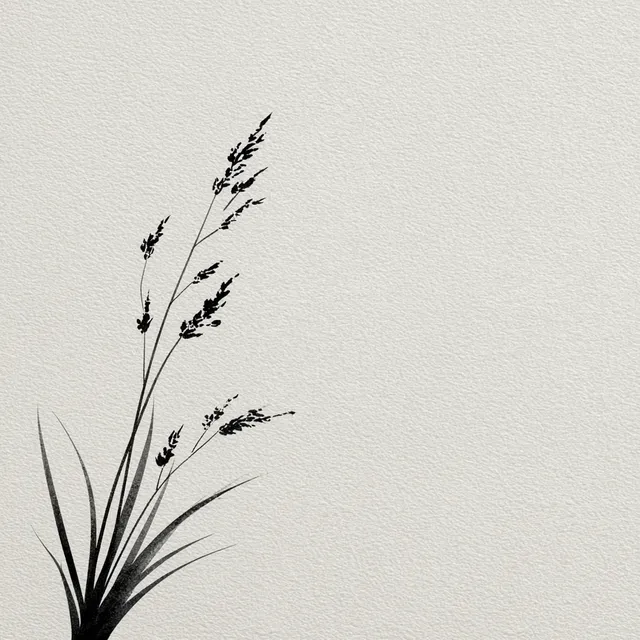 Minimalist Grass Illustration in Black and Gray
