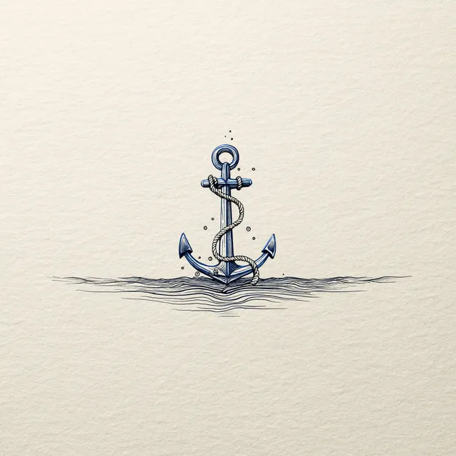 Minimalist Ink Illustration of an Anchor
