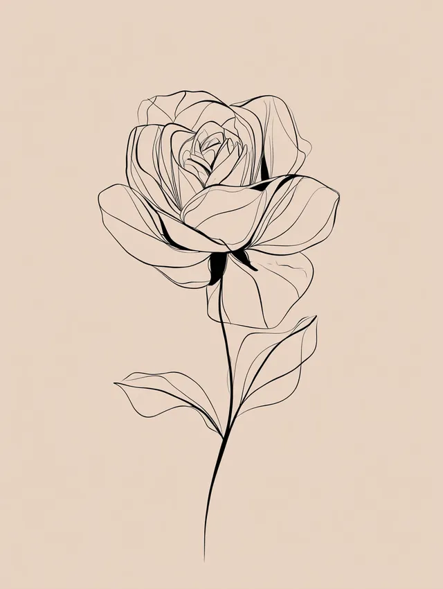 Minimalist Line Art Rose