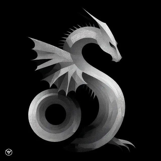 Minimalist Monochrome Dragon Vector Art
