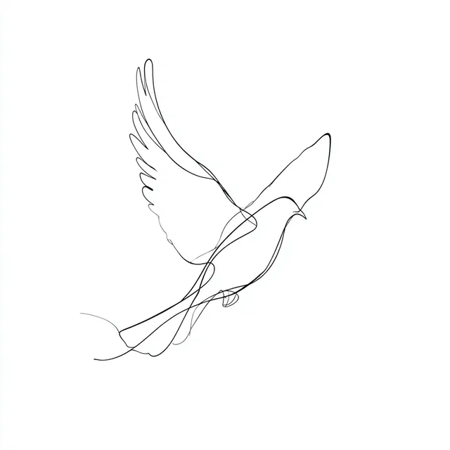 Minimalist One-Line Drawing of a Flying Dove