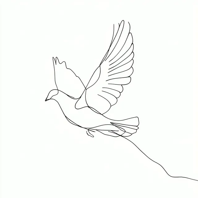 Minimalist One-Line Drawing of a Flying Dove