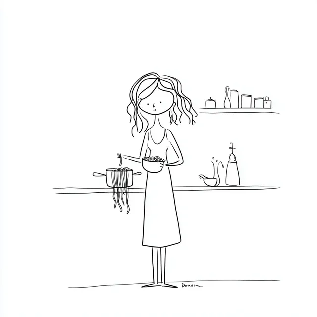 Minimalist Pasta Cooking Illustration
