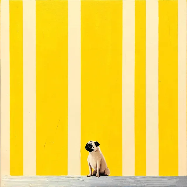 Minimalist Pug: Yellow Striped Canvas Art