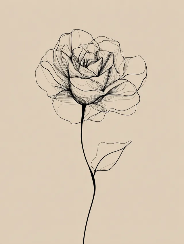 Minimalist Single Line Art Rose