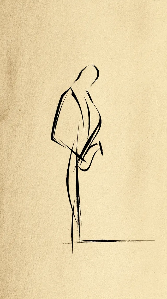 Minimalist Street Musician Playing Saxophone in Paris