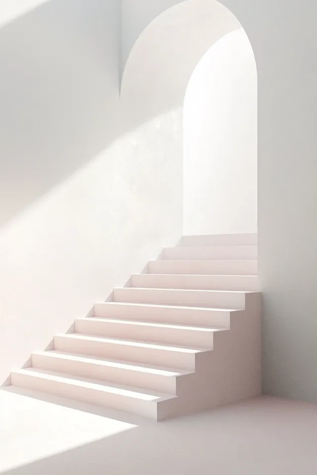 Minimalist White Staircase with Positive Aura