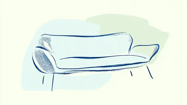 Minimalistic Modern Blue Sofa Illustration