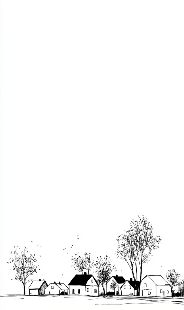 Minimalistic Village Sketch