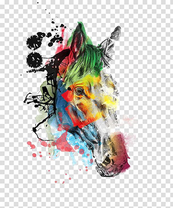 Multicolored horse face illustration, Horses in art Horses in art Painting Canvas print, horse transparent background PNG clipart