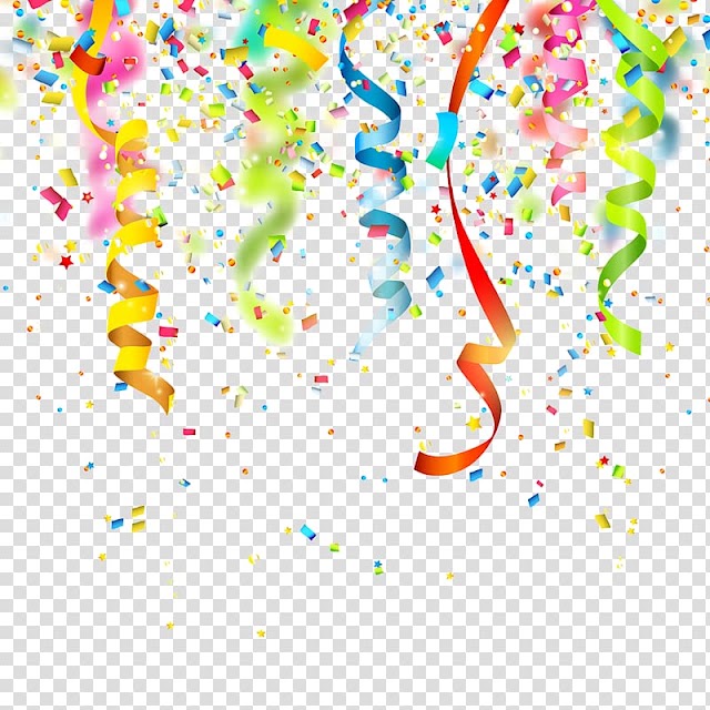 Multicolored ribbon party decor, Birthday Confetti Party , Ribbon decoration transparent background PNG clipart