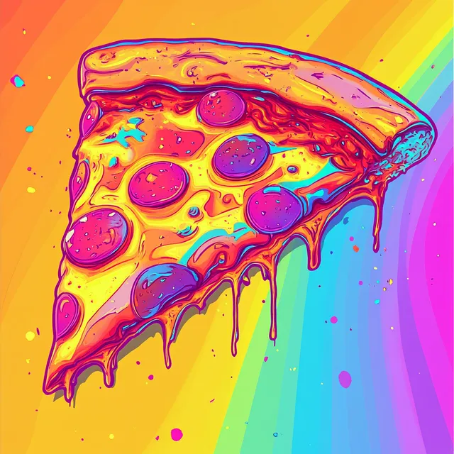 Neon Dreams: A Vaporwave Tribute to Pixelated Pizza Art