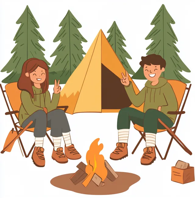 Peaceful Campfire Moments: Friends in Nature
