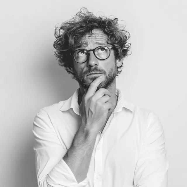 Pensive Man in White Shirt