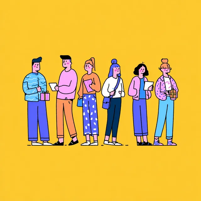 People Waiting at an Event with Gifts