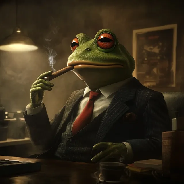 Pepe the Frog in Office Suit Smoking Cigar HD Wallpaper 3440x1440