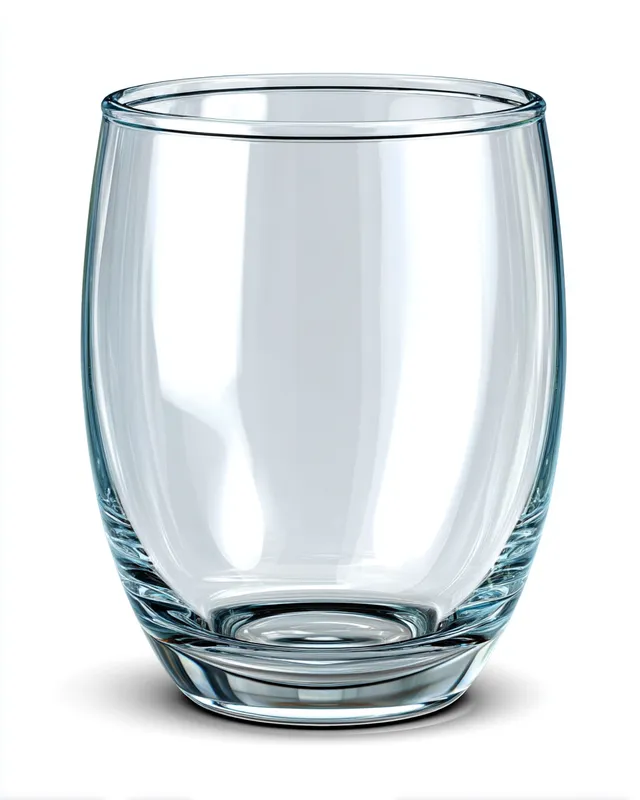 Photorealistic Transparent Glass Cup on White Background