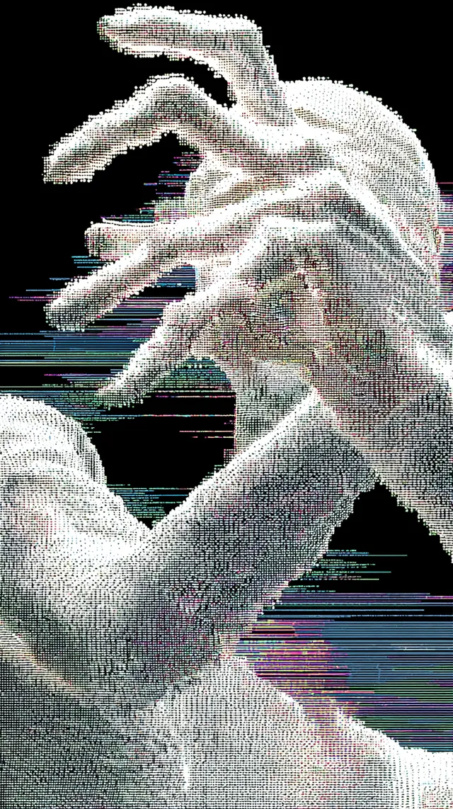 Pixelated Cybernetic Human Figure