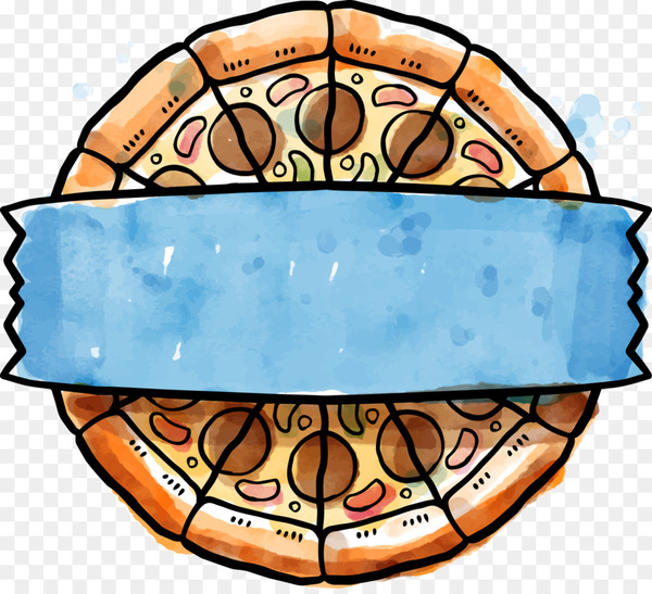 Pizza Sfiha Italian cuisine Mediterranean cuisine Delivery - Exquisite watercolor Pizza streamer tag 