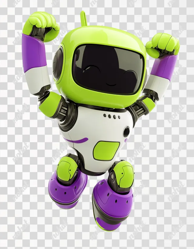 Playful 3D Robot: Energetic Jumps in Soft Colors and Rounded Design