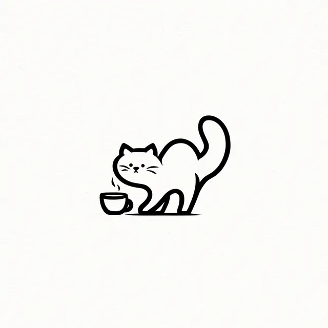 Playful British Shorthair Cat Logo for Café Branding