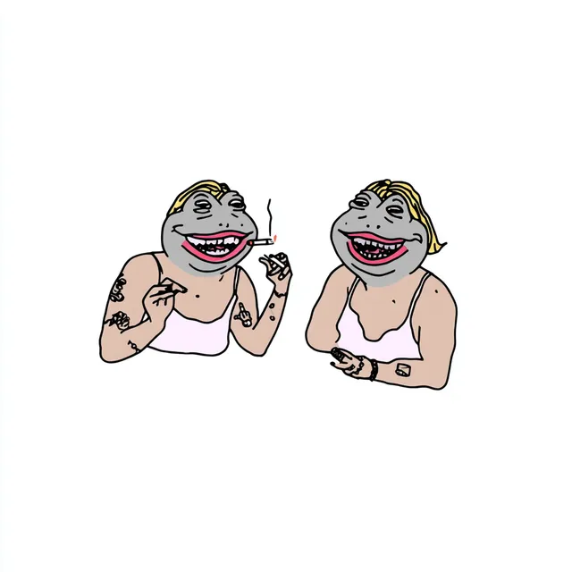 Playful Frog Women Characters Enjoying Cigarettes