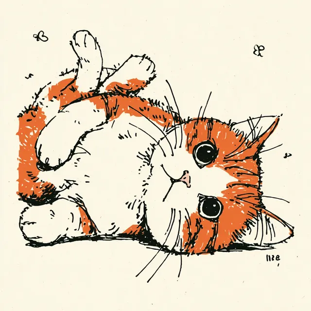 Playful Ginger and White Cat