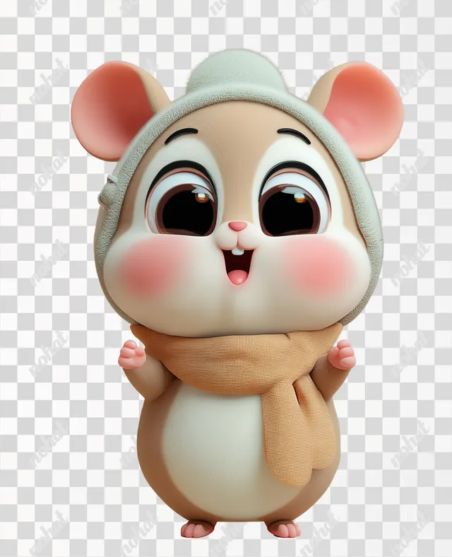PNG Adorable 3D Cute Animal Character with Big Eyes