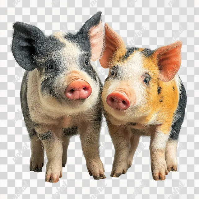 PNG Adorable Baby Pigs in Soft Lighting