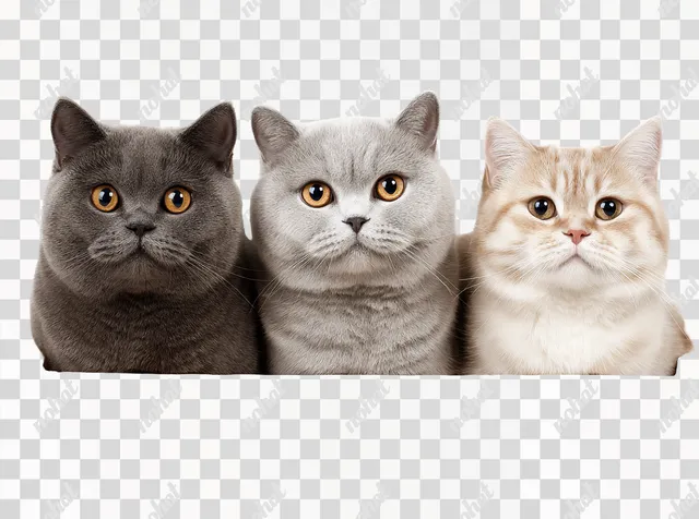 PNG Adorable British Shorthair Cats in a Row