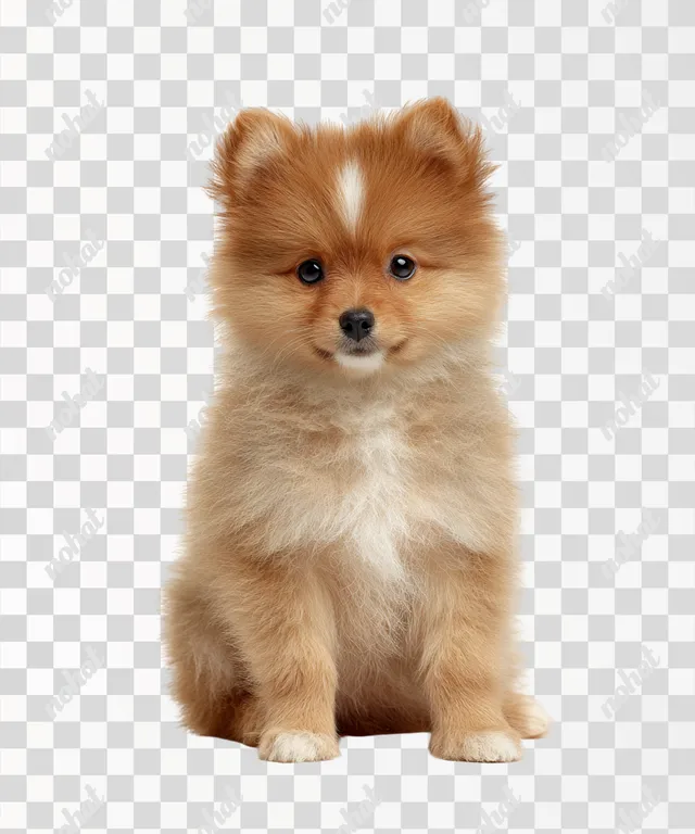 PNG Adorable Brown Pomeranian Puppy with Heart-Shaped Marking