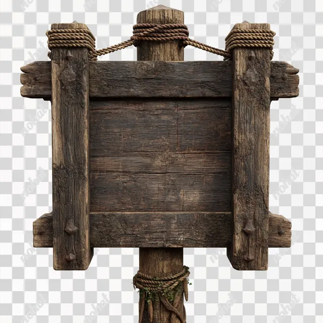 PNG Blank Wooden Medieval Road Sign