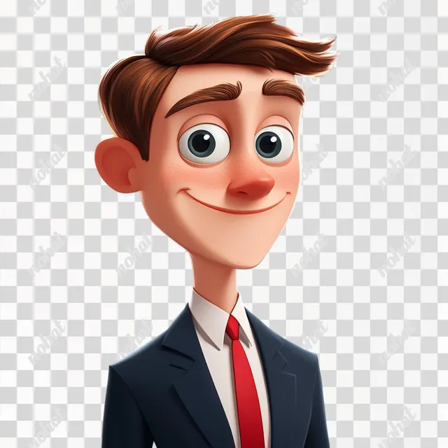 PNG Cartoon Lawyer Character in Suit and Tie, Friendly and Approachable