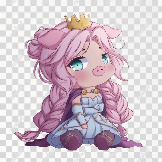 PNG Charming Anime Pig Princess Character