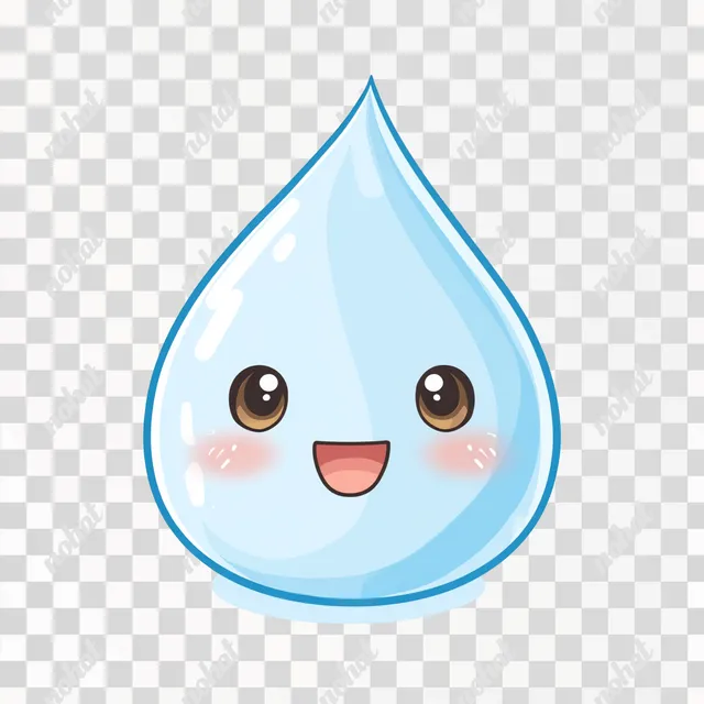 PNG Cheerful Kawaii Water Droplet Character
