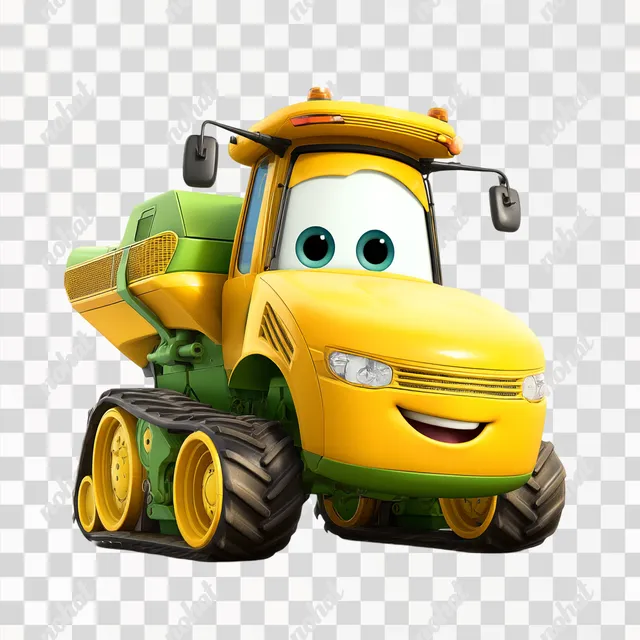 PNG Cheerful Pixar-Style Combine Harvester