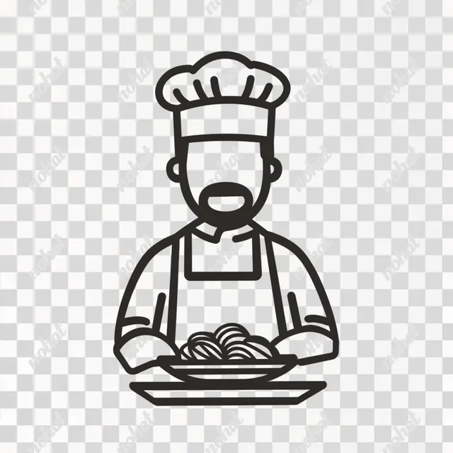 PNG Chef Holding Plate of Food in Colorful Kitchen Clipart for Kids