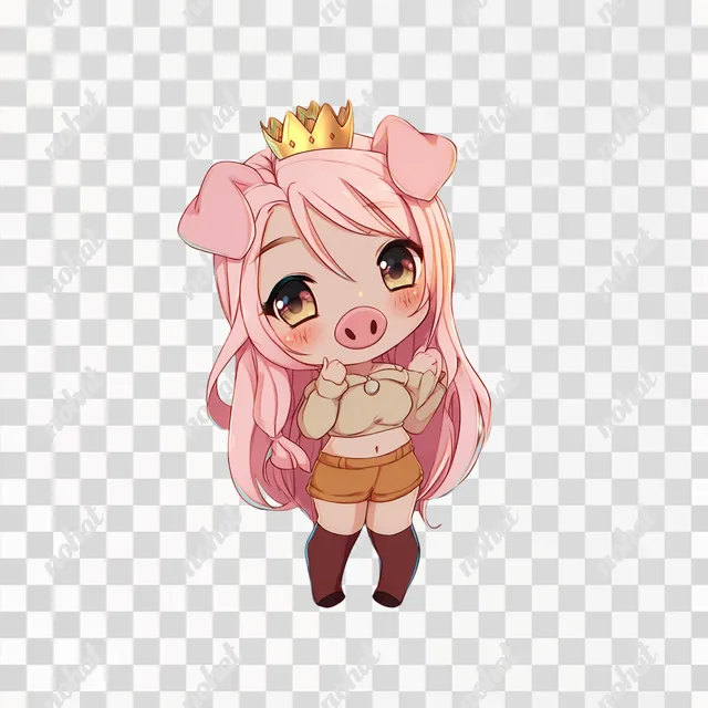 PNG Chibi Anime Queen Pig Character