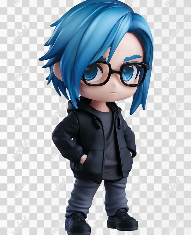 PNG Chibi Vinyl Figurine of a Blue-Eyed Older Man