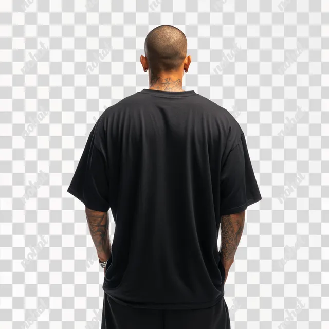 PNG Confident Latino Model in Oversized Black T-Shirt