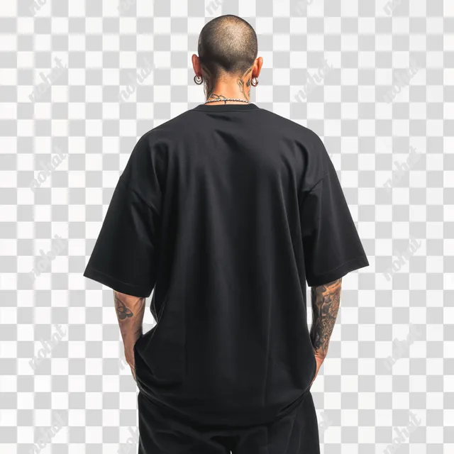 PNG Confident Latino Model in Oversized Black T-Shirt